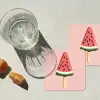 Watermeloen - Ijsje - Pitjes - Rood onderzetter kurk middel -sfeer4