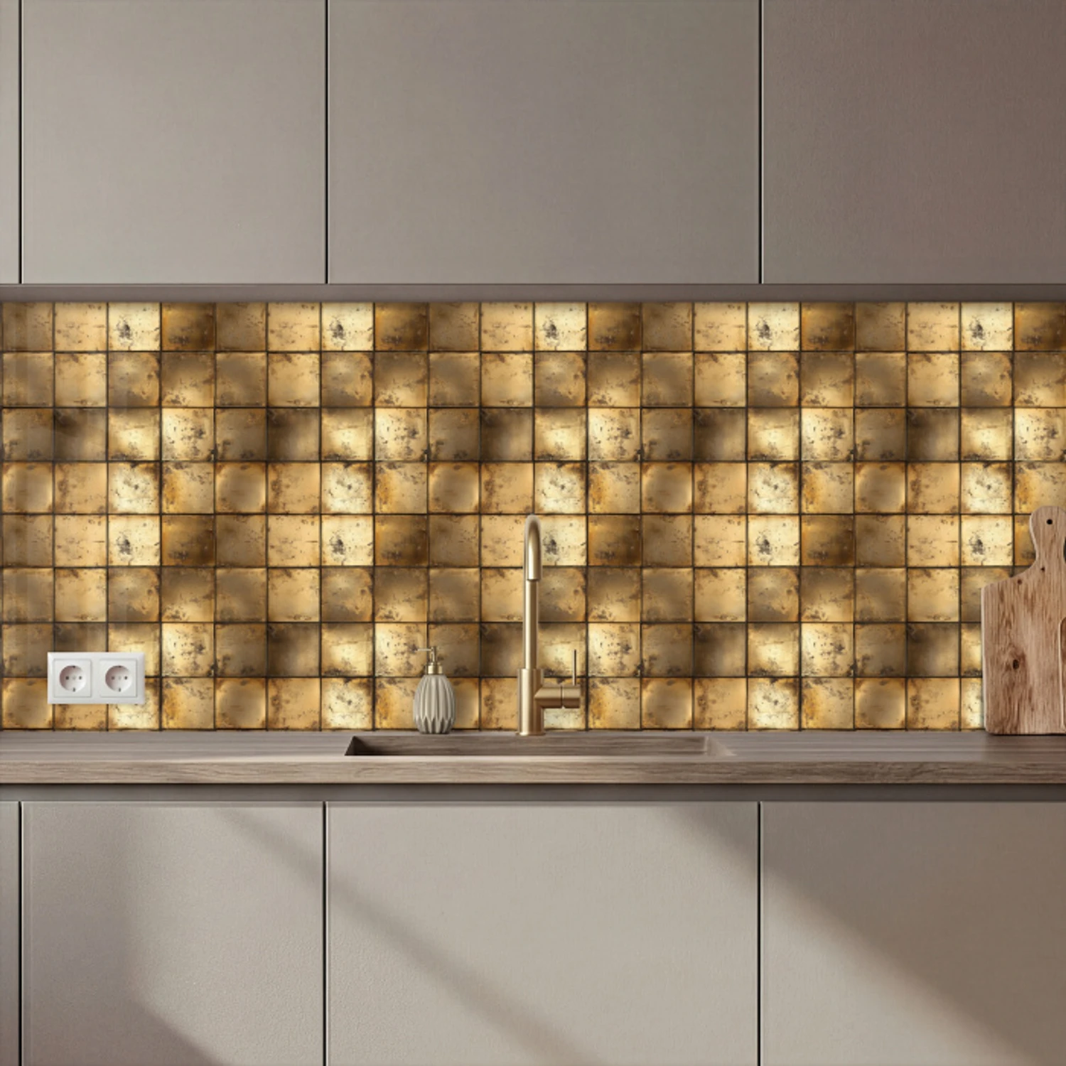 Geometrisch - Tegels - Goud keuken achterwand 2 middel 871 zz_3dshopping