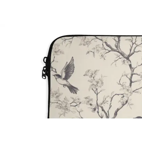Takken - Vogels - Beige laptophoes neopreen klein 279 -detail