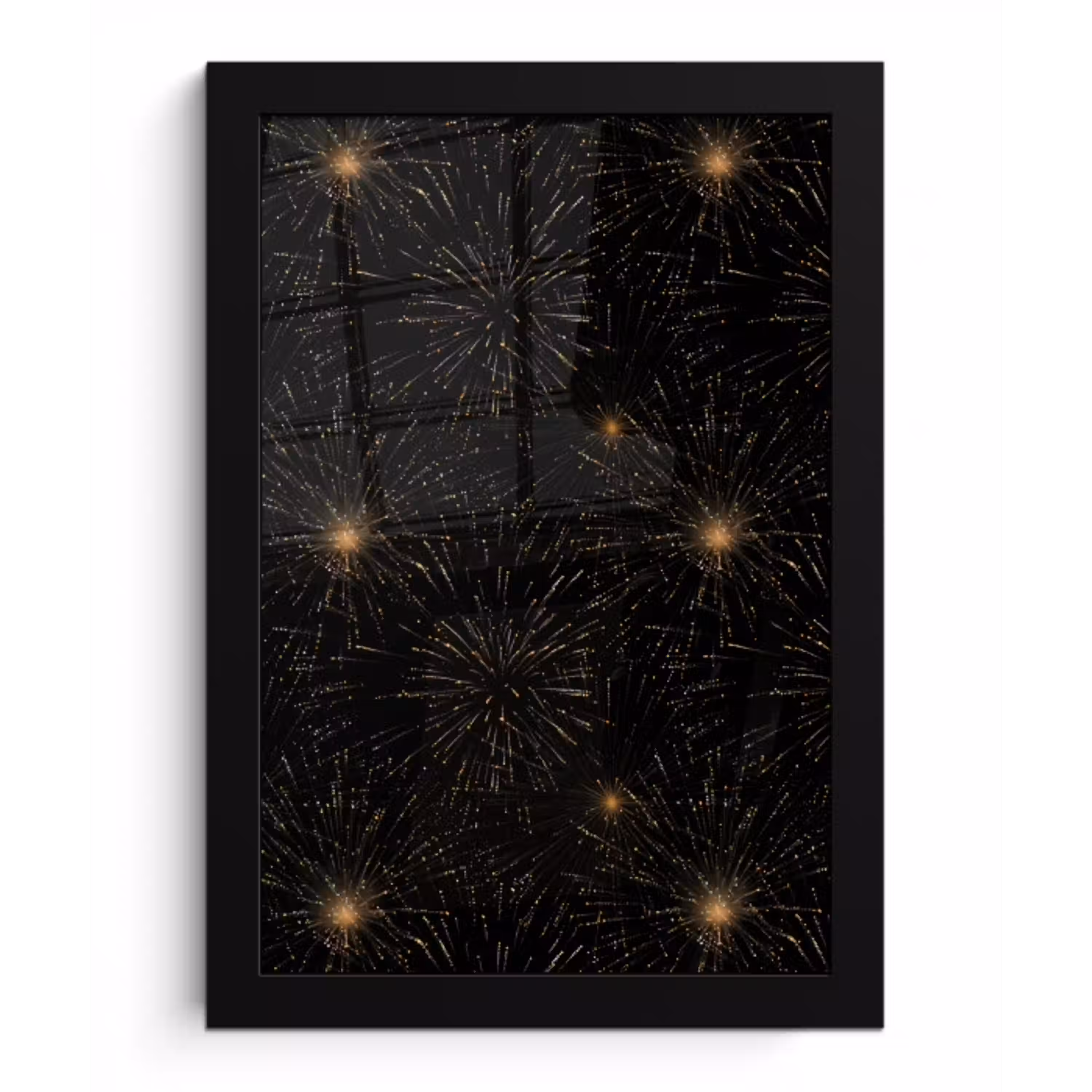 Vuurwerk - Patroon - Feestelijk - Goud - Zwart fotolijst zwart zonder passe partout klein 224 -3d