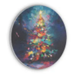 Kerstboom - Kerst - Abstract - Kleurrijk Akoestische PET Vilt - Rond klein -3d