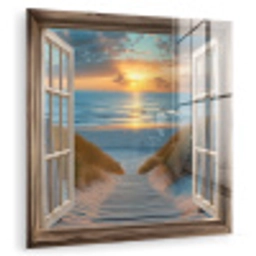 Doorkijk - Strand - Pad - Zonsondergang plexiglas 5mm klein -zzzproduct_nieuw