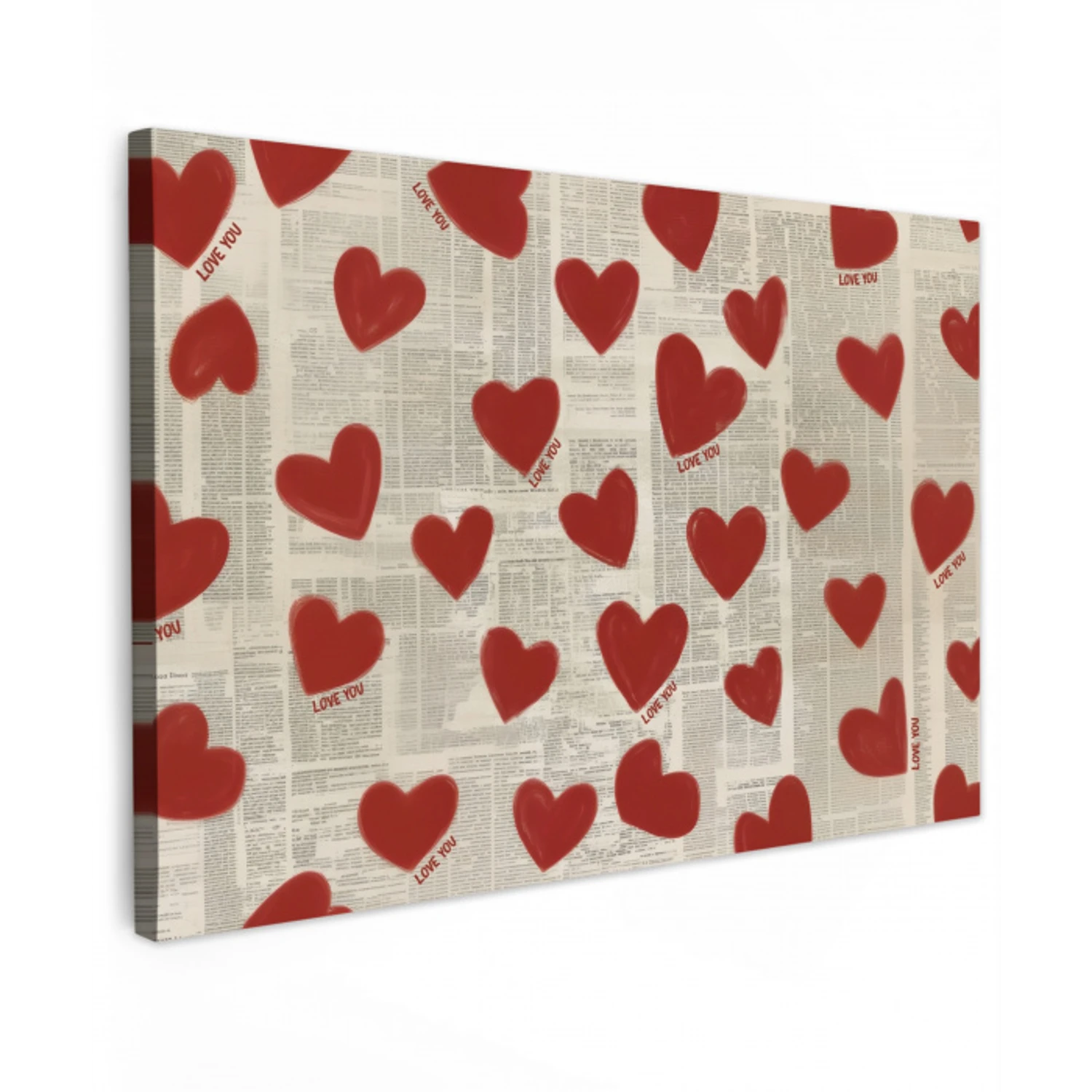 Hartjes - Krant - Loveyou Tuinposter op houten frame 2 cm dik klein -3d
