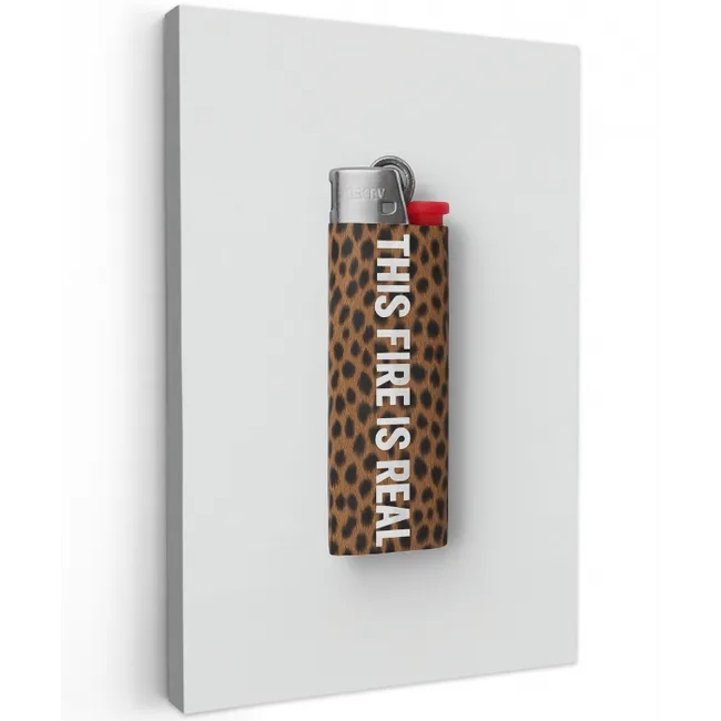 Aansteker - Quote - Panterprint Tuinposter op houten frame 2 cm dik middel -3d