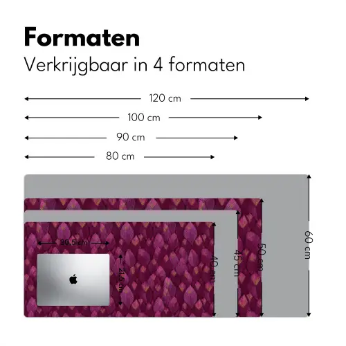 Bladeren - Patroon - Burgundy Muismat XXL klein 681 -sfeer5
