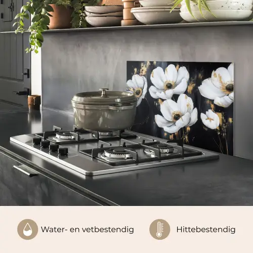 Bloemen - Wit - Abstract keuken achterwand spatscherm klein -usp_NL