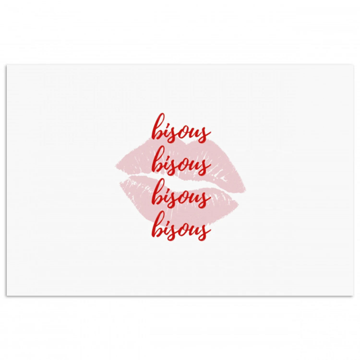 Bisous - Lip - Wit - Rood poster papier klein -3d