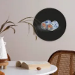 Sushi - Delfts blauw - Rijst - Vis - Elegant Akoestische PET Vilt - Rond klein -sfeer3