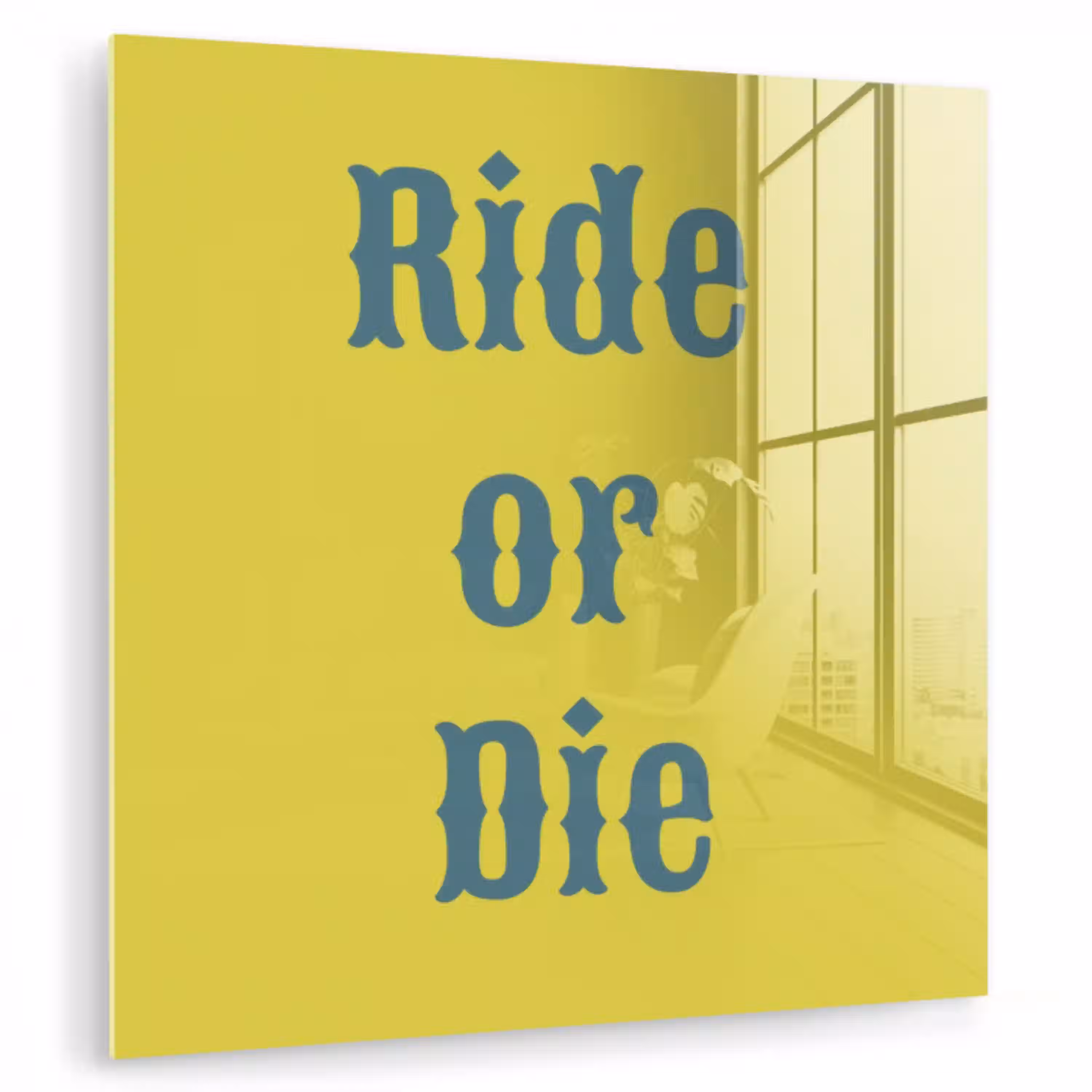 Ride or die - Geel - Blauw plexiglas 5mm klein -zzzproduct_nieuw