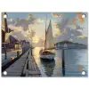 Zeilboot - Zon - Pier - Hout tuinposter los doek klein -3d
