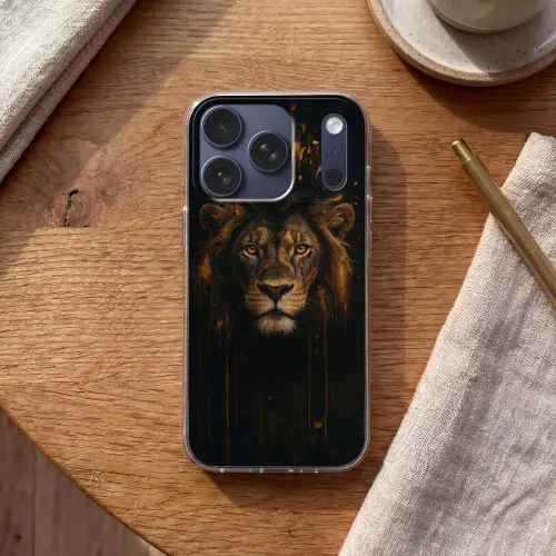 Leeuw - Goud - Druppels Telefoonhoesje iPhone 17 Pro klein -sfeer1
