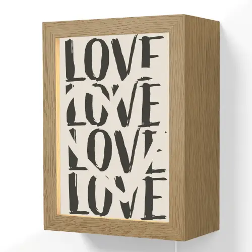Love - Hart - Beige Light Box met kabel (Wandlamp) klein -3d