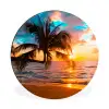 Palm - Zonsondergang - Horizon - Strand - Zee Wandcirkel aluminium klein -3d