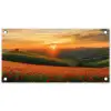 Klaprozen - Bloemen - Heuvels - Zonsondergang tuinposter los doek klein -3d