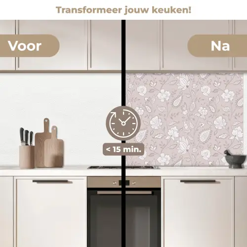 Bloemen - Getekend - Lavendel keuken achterwand 2 middel 871 -voor-na2_NL