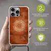 Abstract - Lijnen - Zonnestralen - Roodbruin Hoesje iPhone 16 Pro Max met koord klein -sfeer2_NL