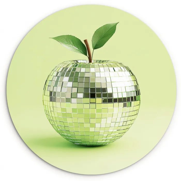 Groen - Disco - Decoratie - Appel Wandcirkel plexiglas klein -3d