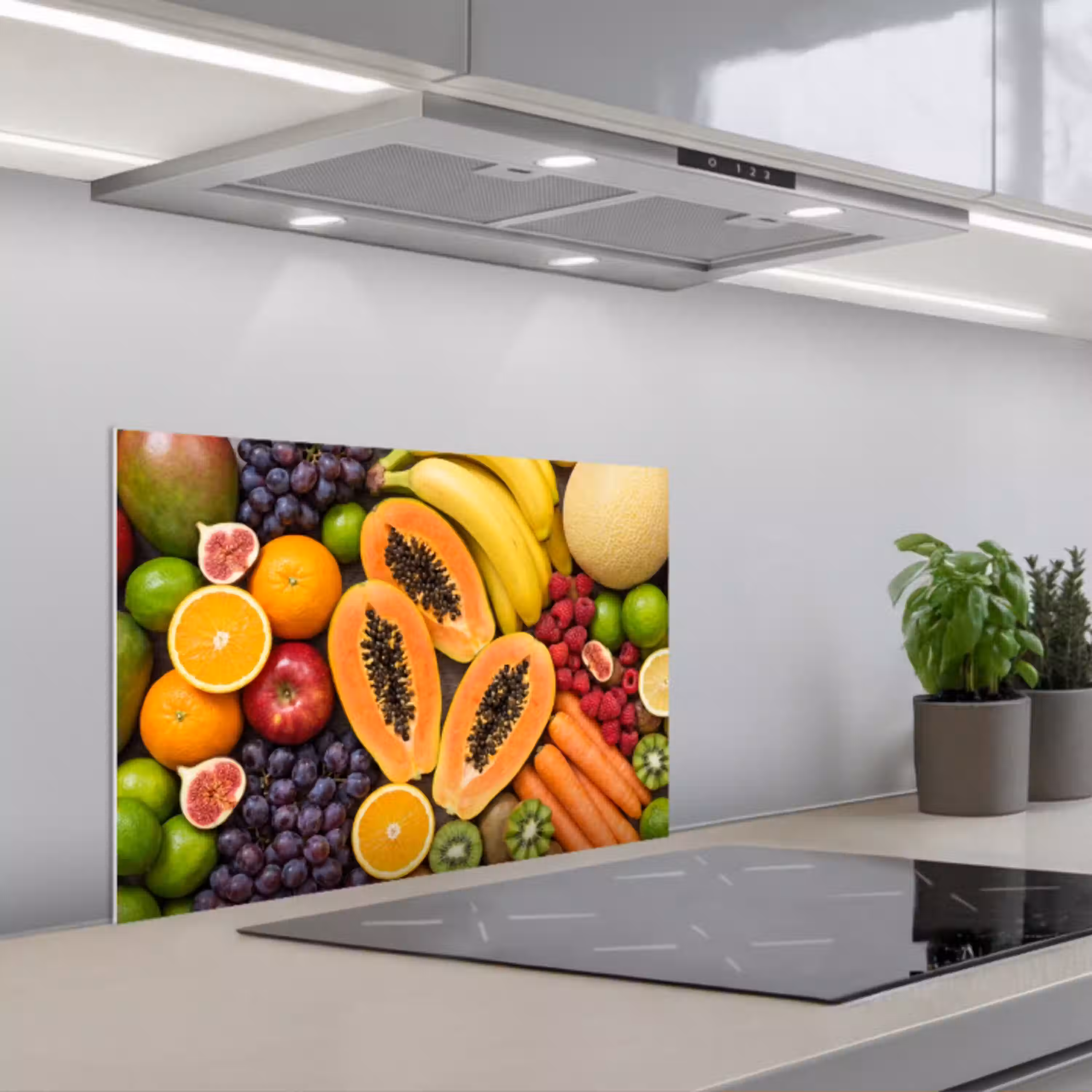 Eten - Fruit - Groenten - Vers - Kleurrijk keuken achterwand spatscherm klein -3d_schuin