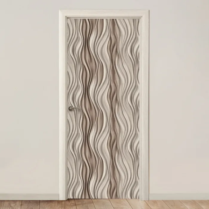 Golven - 3D - Crème deurposter klein 289 -3d_beige