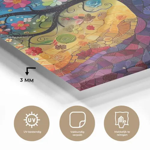 Kunst - Levensboom - Bloemen - Hippie plexiglas 5mm klein -sfeer2