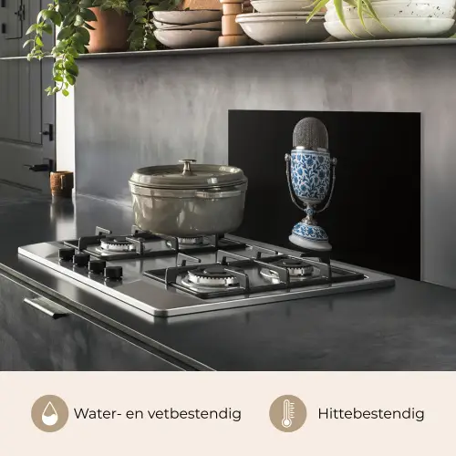 Microfoon - Delfts blauw - Muziek keuken achterwand spatscherm klein -usp_NL
