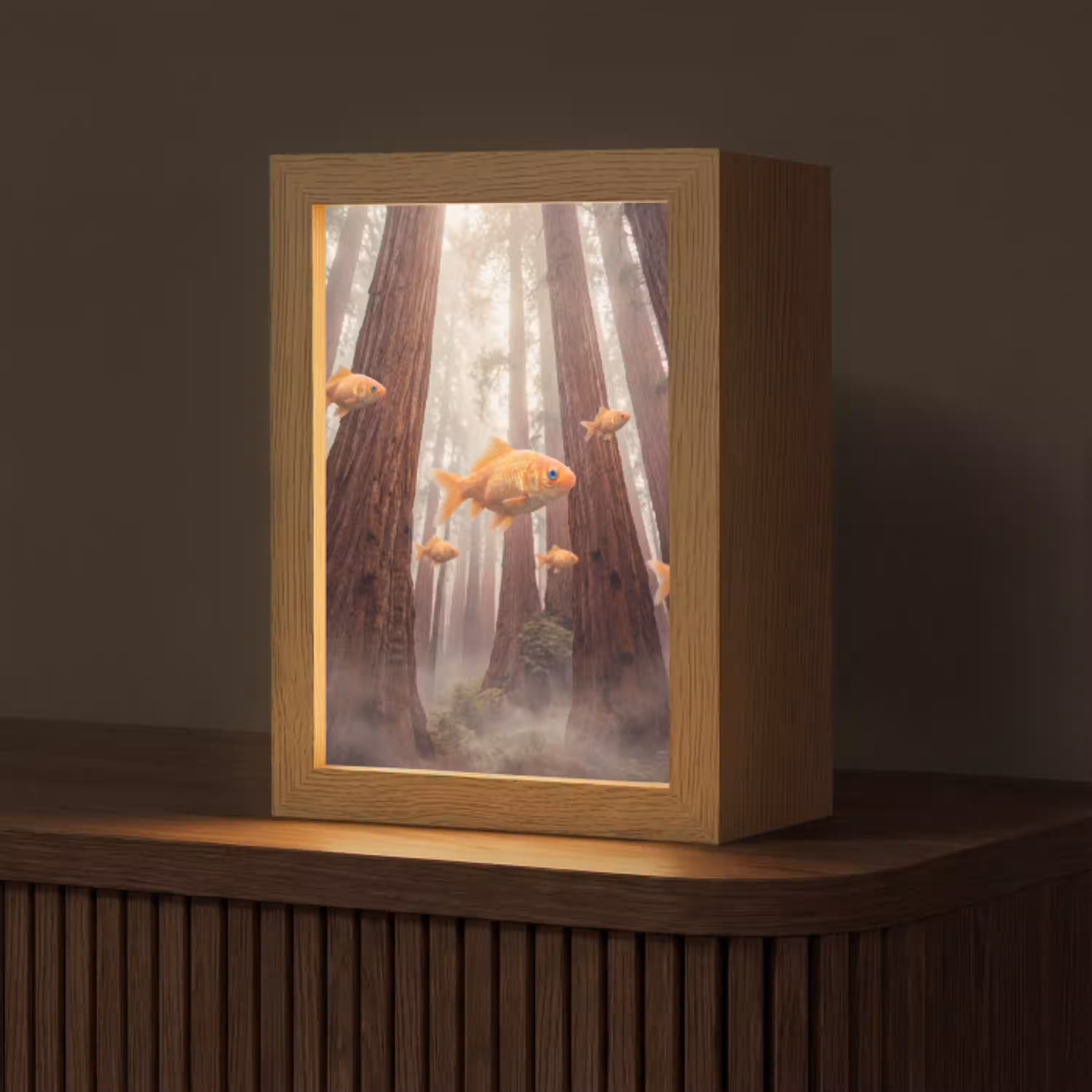 Vis - Bos - Fantasie Light Box met kabel (Tafellamp) klein -z3d_website