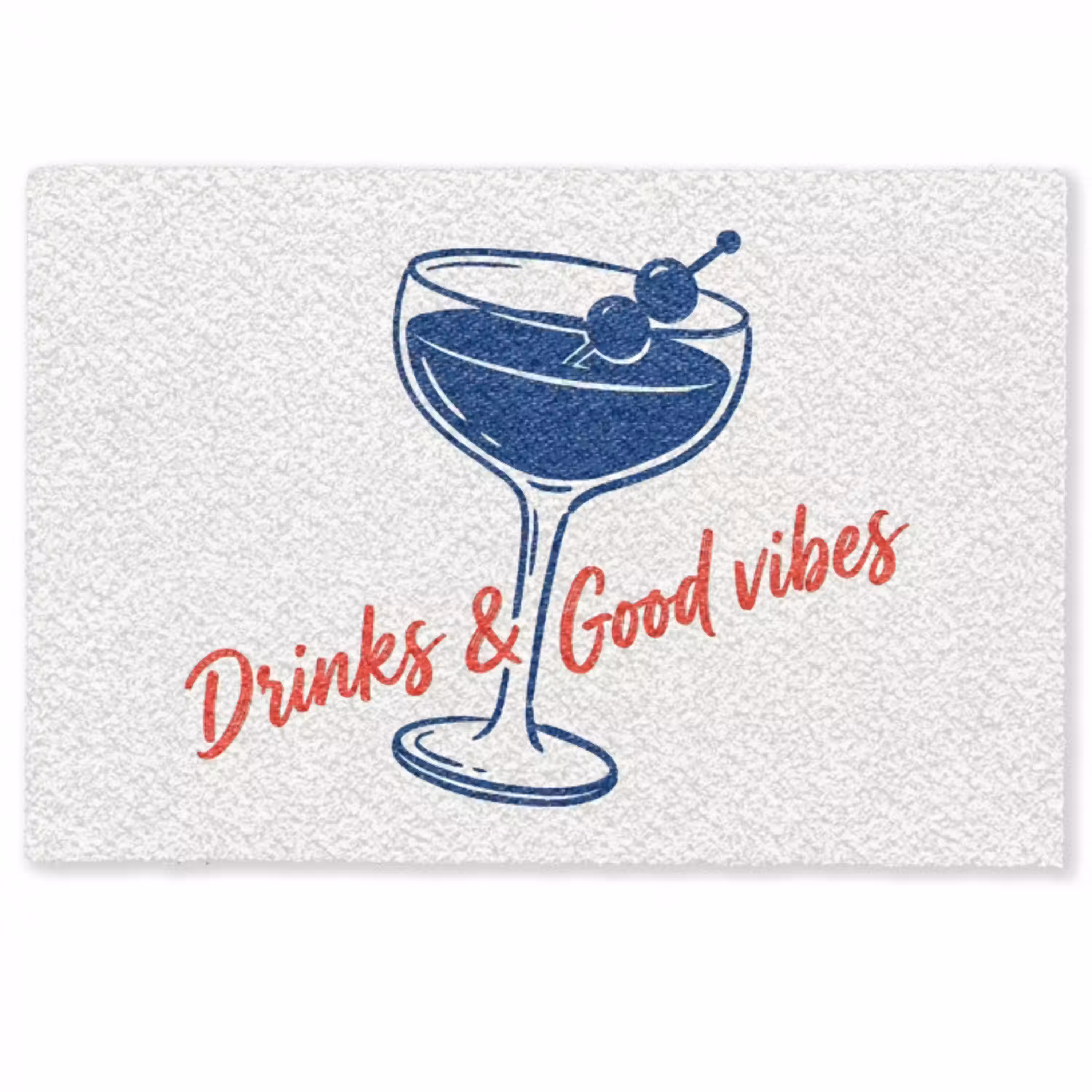 Cocktail - Glas - Illustratie - Blauw - Wit Deurmat klein -zkaufland3d