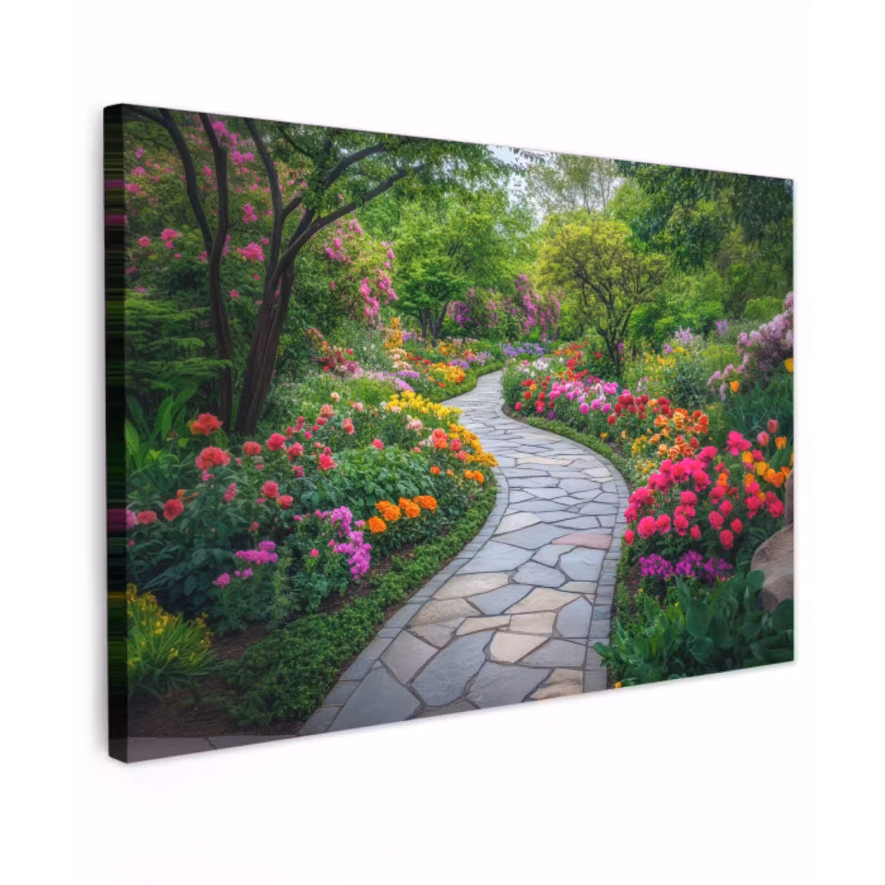 Park - Bloemen - Tuin Tuinposter op houten frame 2 cm dik klein -3d
