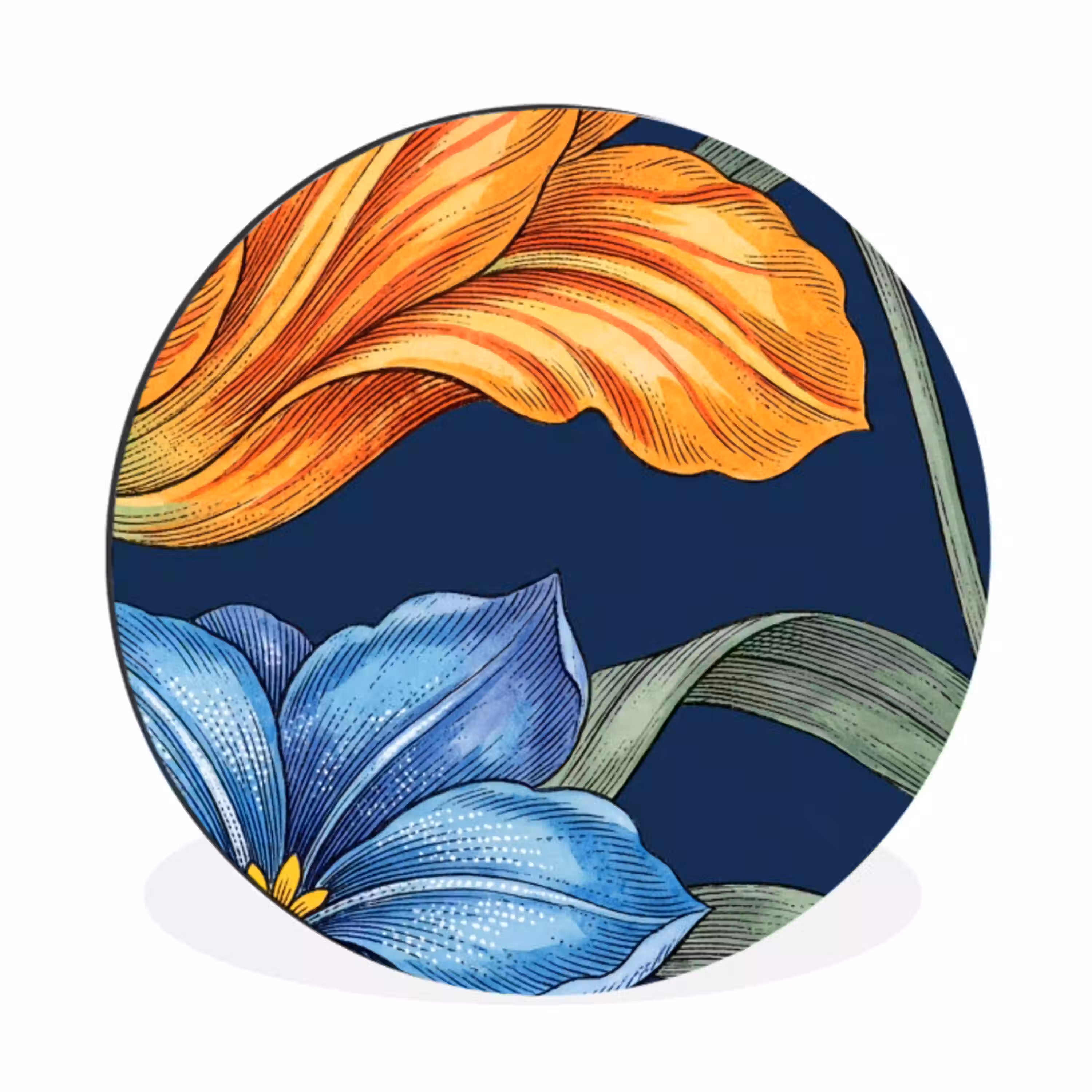 Bloemen - Botanisch - Patroon Wandcirkel aluminium klein -3d