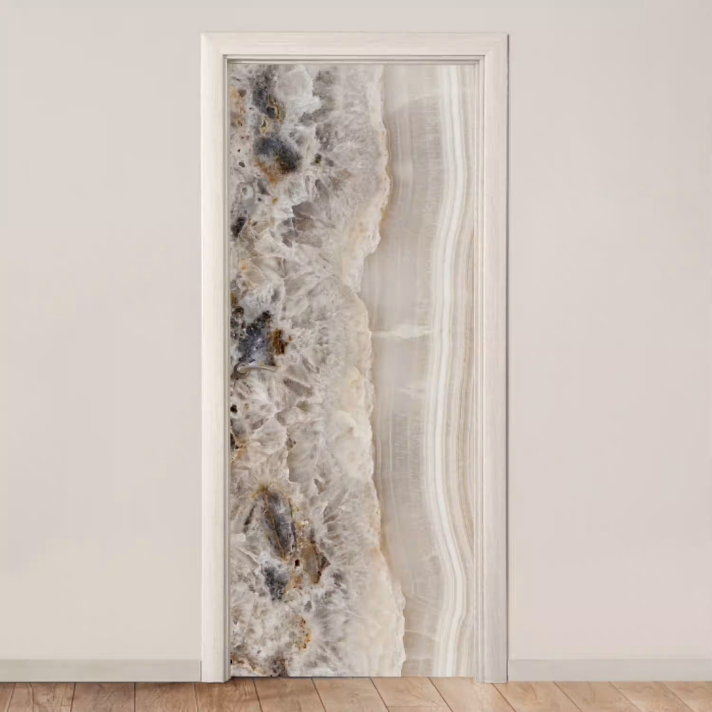 Steen - Textuur - Abstract - Beige - Wit deurposter klein -3d_beige