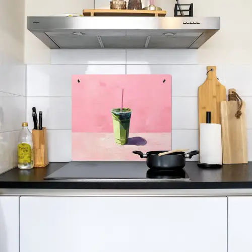 Beker - Rietje - Minimalistisch - Groen Inductie beschemer met haakjes middel -sfeer2