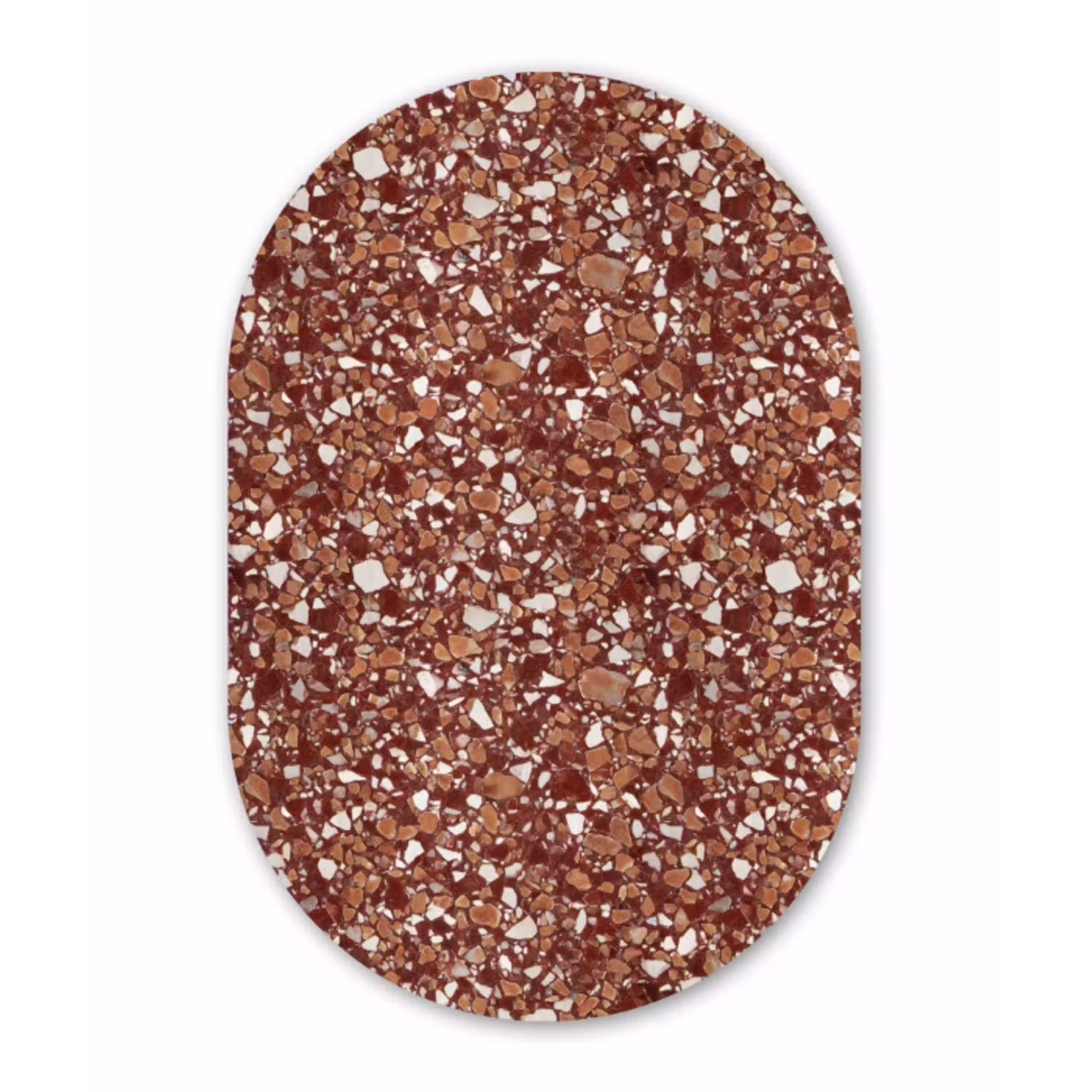 Terrazzo - Patroon - Steentextuur - Roodbruin Wandcirkel Ovaal Aluminium middel 839 -3d