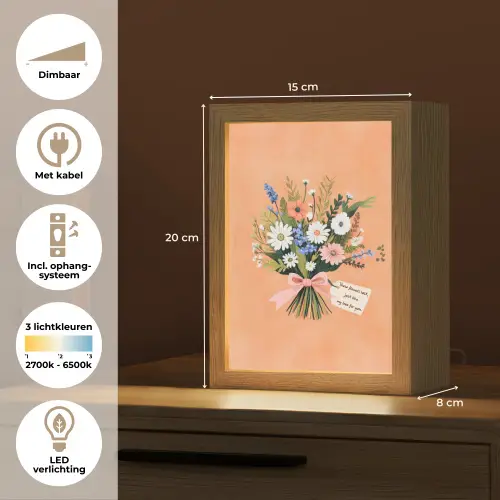 Boeket - Strikje - Quote Light Box met kabel (Tafellamp) klein -USP_NL