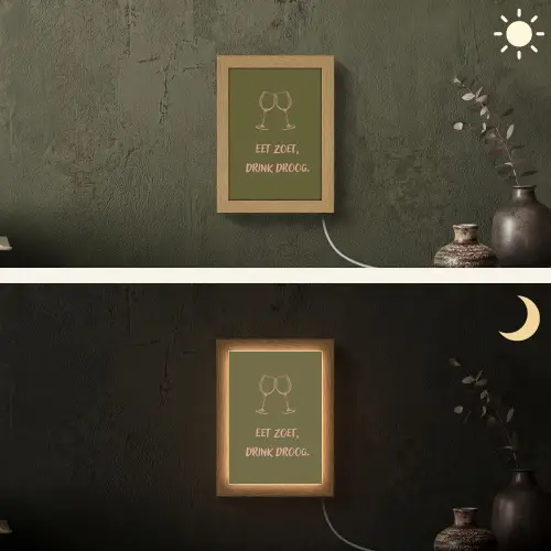Roze - Groen - Wijn - Quote Light Box met kabel (Wandlamp) klein -sfeer3