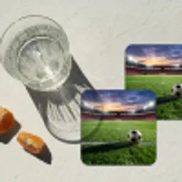 Voetbal - Stadion - Sport - Groen onderzetter kurk middel -sfeer4