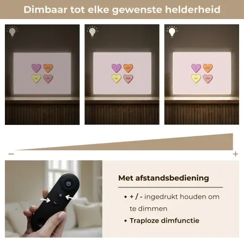 Hartjes - Pastel - Liefde - Moeder Light Box met batterij (Wandlamp) middel -USP_dimbaarNL
