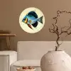 Blauw - Kieuwen - Vis - Illustratie Wandcirkel behangsticker klein -sfeer1