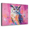 Uil - Roze - Blauw - Verf - Abstract Textielframe zwart klein -3d