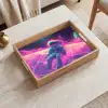 Astronaut - Neon - Roze - Wolken Dienblad Rechthoek middel -sfeer1