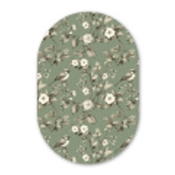 Botanisch - Vogels - Groen Wandcirkel Ovaal Aluminium middel 839 -3d