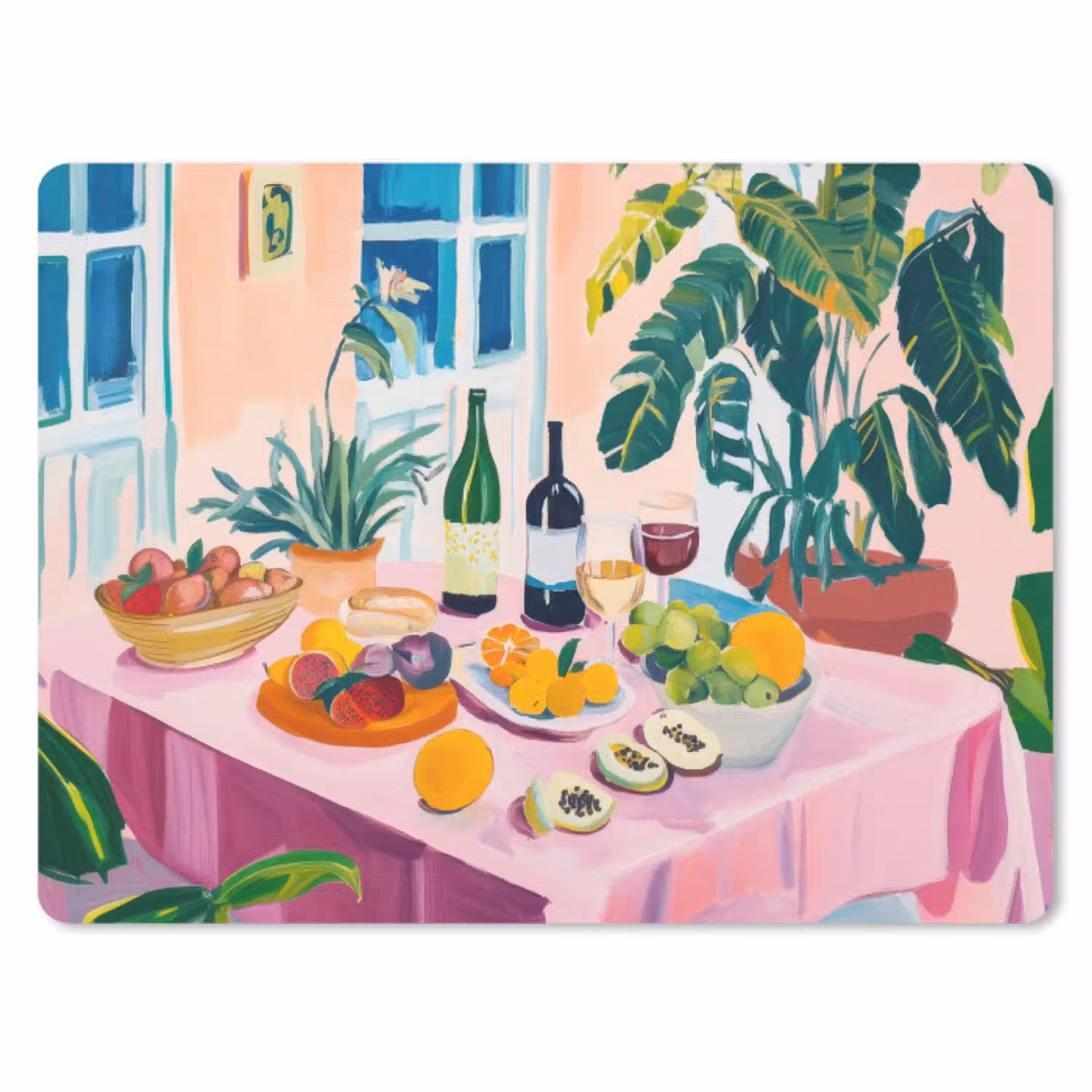 Tafel - Wijn - Fruit muismat rubber klein -3d