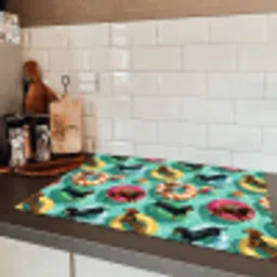 Teckels - Zwembad - Kleurrijk Inductie beschermer vinyl 3mm klein 276 -sfeer3