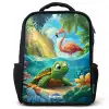 Schildpad in tropisch water met flamingo Rugzak - Zwart middel -3d