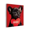 Amor - Hond  - Hartje - Rood aluminium wit klein -3d