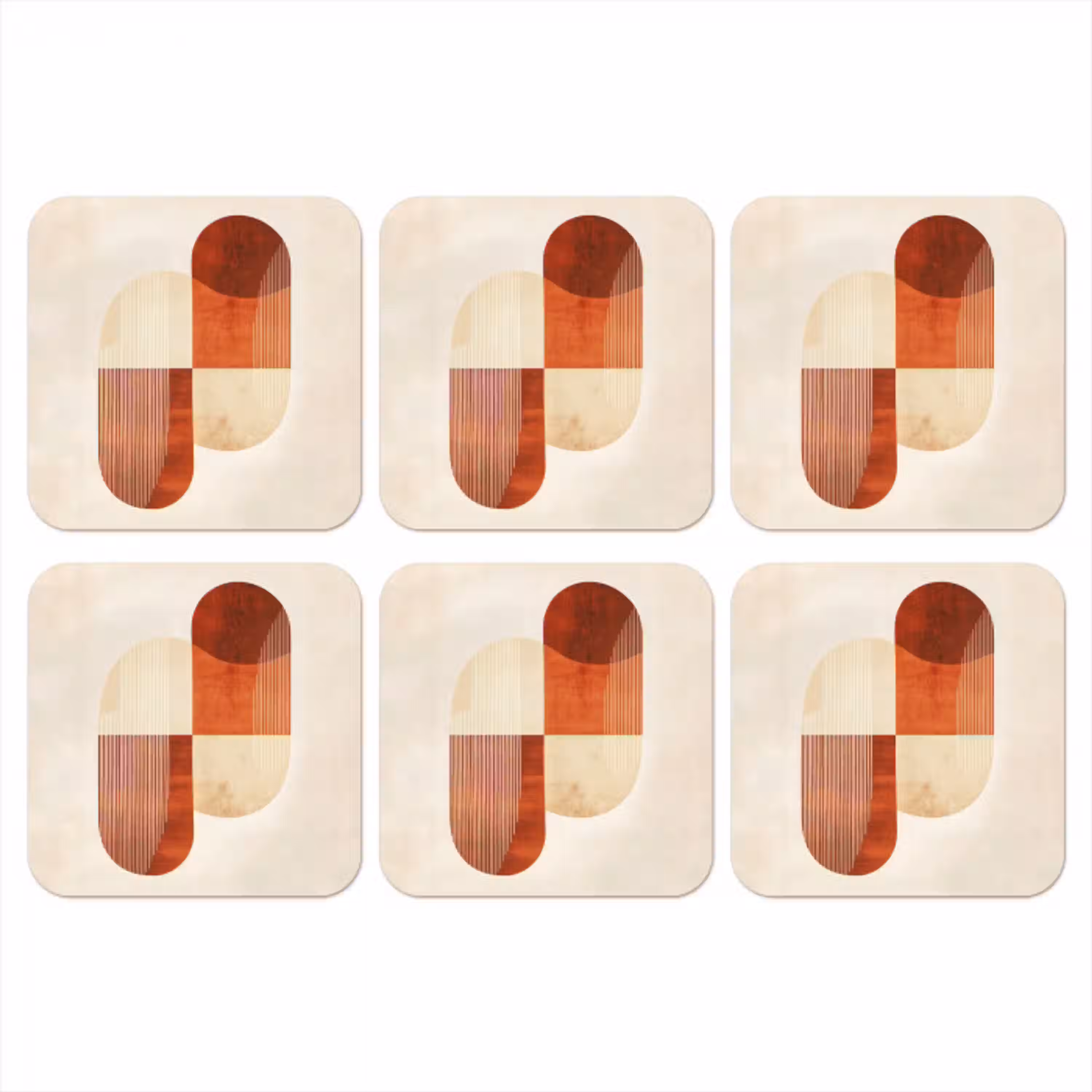 Bogen - Beige - Vormen onderzetter kurk middel -3d