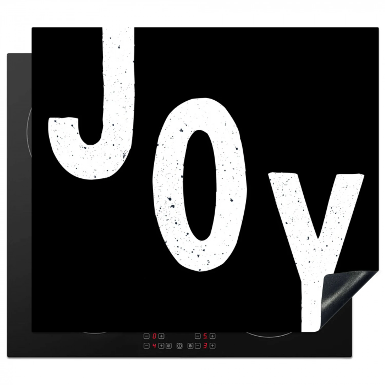 Kerstmis - Quotes - Joy - Zwart - Feest Inductie beschermer vinyl 3mm middel -3d