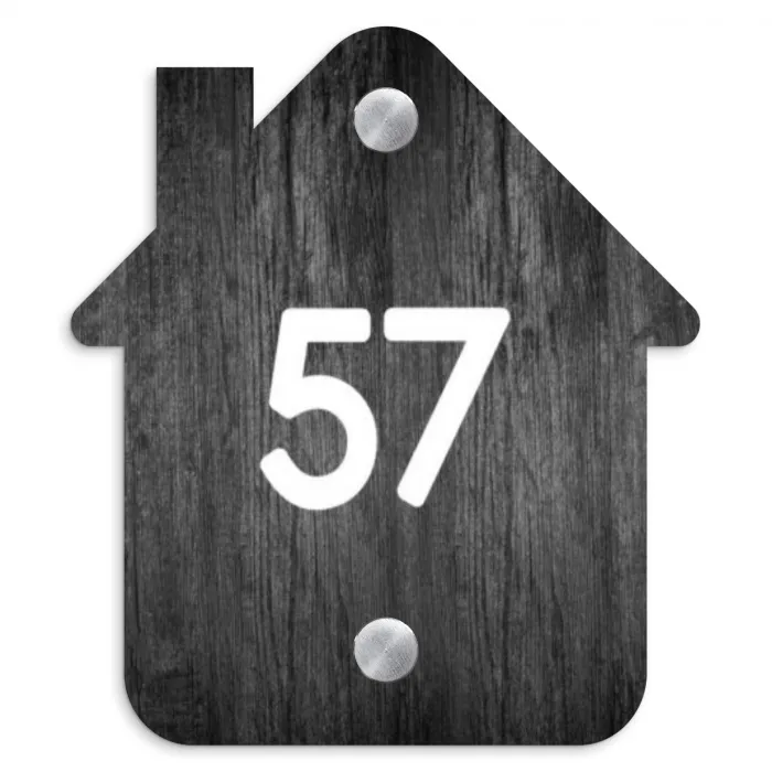 Donker hout - Traditioneel Naambord Huisje klein -3d
