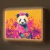 Kimono - Roze - Panda - Bloemenkroon Light Box met batterij (Wandlamp) middel -z3d_website