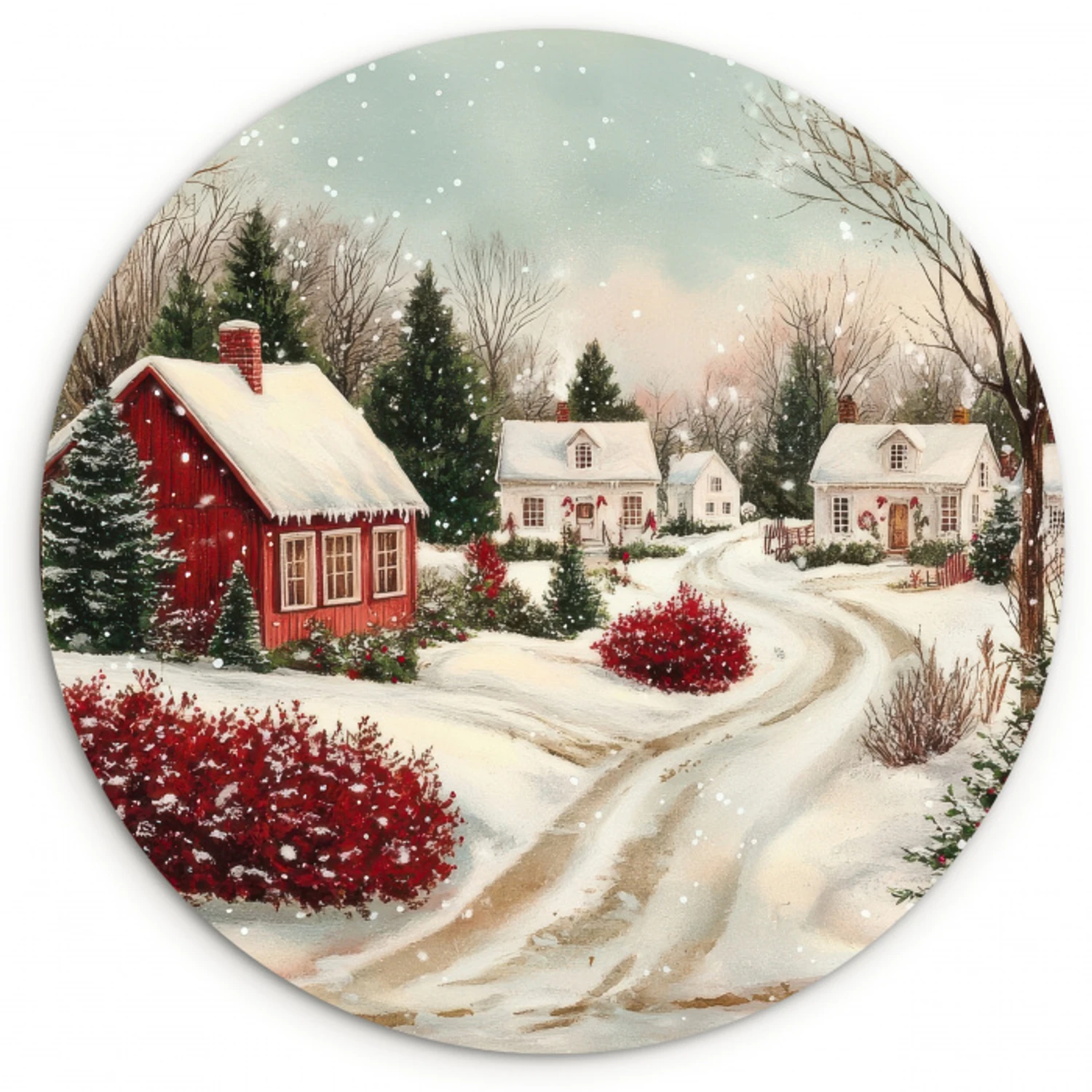 Kerstsfeer - Landelijk - Rood Wandcirkel kunststof plaat 5mm dik klein -3d