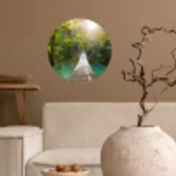 Jungle - Water - Brug - Natuur - Planten Wandcirkel behangsticker klein -sfeer1